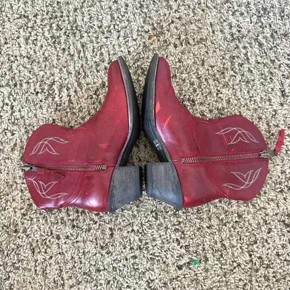 Red Western Ankle Boots - Picture 1 of 8
